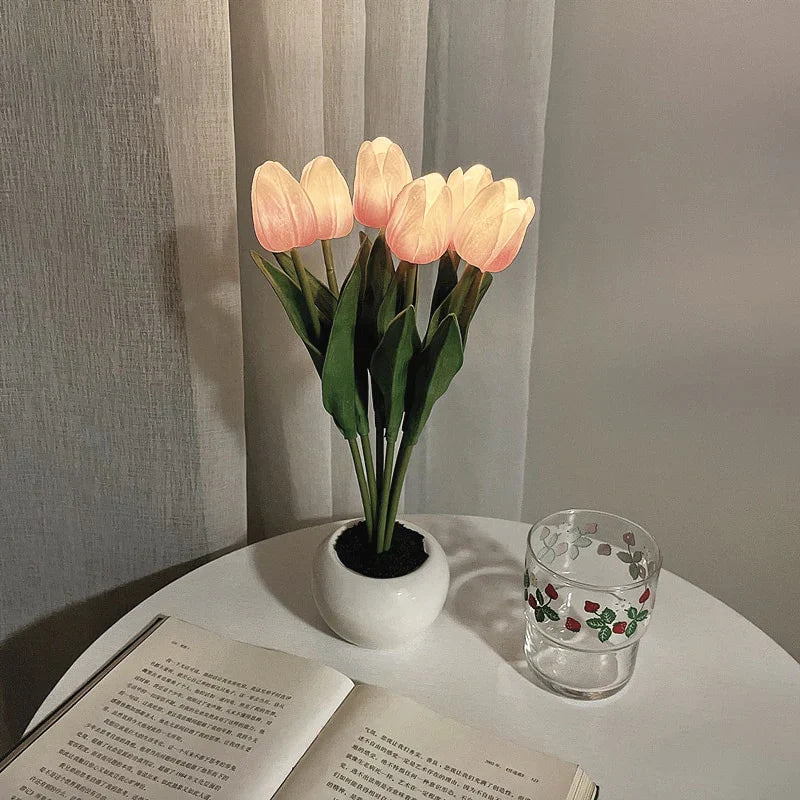 Pink Tulip Lamp (6 heads)